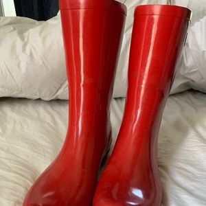 roma mid calf red rain boots